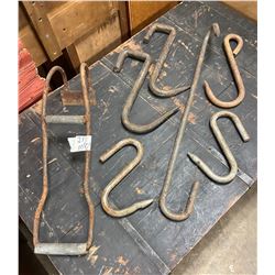 6 Meat Hooks and Scraper