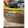 Image 1 : Box of tools containing drill, two jigsaws, grease gun & shop light