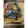 Image 2 : Box of tools containing drill, two jigsaws, grease gun & shop light