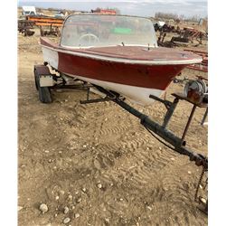 Vintage Boat & Home made Trailer 14" Fiberglass
