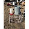 Image 1 : CAGE W/ 2 CHICKEN WATER FEEDERS/TANK