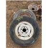 Image 2 : (3) TIRES + RIMS (2)- 235/75/15 + (1 SPARE TIRE)-135/80/15 + HUB BARRINGS (WORN CONDITION)