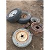 Image 5 : (3) TIRES + RIMS (2)- 235/75/15 + (1 SPARE TIRE)-135/80/15 + HUB BARRINGS (WORN CONDITION)