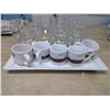 Image 6 : Lot of Short Glasses and Espresso Mugs w/ Matching Tray