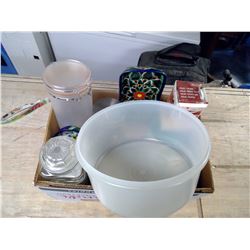 Box of Misc Jars and Kitchenware