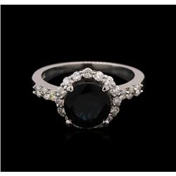 1.78 ctw Green Tourmaline and Diamond Ring - 14KT White Gold