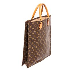Louis Vuitton Monogram Canvas Leather Sac Plat Tote Bag