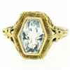 Image 2 : Antique Art Deco 14kt Yellow Gold Aquamarine Solitaire Ring