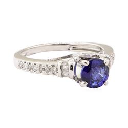 1.15 ctw Blue Sapphire and Diamond Ring - 14KT White Gold