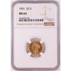 1901 $2.5 Liberty Head Quarter Eagle Gold Coin NGC MS64