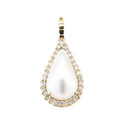 0.80 ctw Diamond and Mother of Pearl Pearl Enhancer - 14KT Yellow Gold