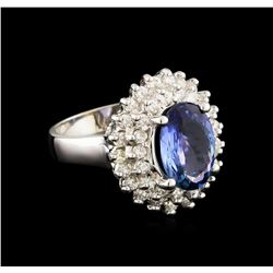 2.75 ctw Tanzanite and Diamond Ring - 14KT White Gold