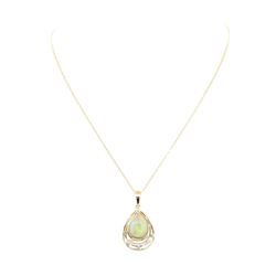 5.59 ctw Opal and Diamond Pendant - 14KT Yellow Gold