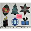 Image 1 : Lot of 6 "Stained Glass" Xmas Ornaments