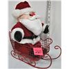 Image 1 : 12" Plush Santa in Red Wire Metal Sleigh