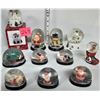 Image 1 : Lot of 8 Xmas Plastic Water Globes, Vintage Decorations, plus 3 Ceramic Xmas Glass Water Globes