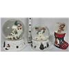 Image 3 : Lot of 8 Xmas Plastic Water Globes, Vintage Decorations, plus 3 Ceramic Xmas Glass Water Globes
