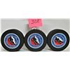 Image 2 : 3 Hockey Hall of Fame Pucks - Denny 1959 - Red Kelly - 1969 - Jean Beliveau 1972