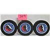 Image 2 : 3 Hockey Hall of Fame Pucks - Stan Smyl 1982 - Lanny McDonald 1992 - Glen Sather 1997