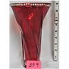 Image 1 : 9" Red Glass Vase, Clea Rhinestones on outer rim