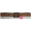 Image 1 : 33"-40" Custom Made 2" Wide Tooled Leather Belt/ Leather Longhorn Buckle