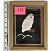 Image 1 : Framed and Matted 5"x7" "Snowy Owl" Caribou Hair Tufting