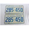 Image 1 : Pair of 1972 Saskatchewan License Plates