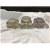 Image 1 : 3 glass ink wells 1 with cover + 1 no cover and Chipped