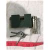 Image 2 : pocket sized silver coloured small matchstick holder, padlock and 3 identical keys