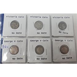 6 Canadian silver 10 cents - no date