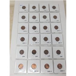 24 American 1 cent 1961-1999 (some dates missing in between)