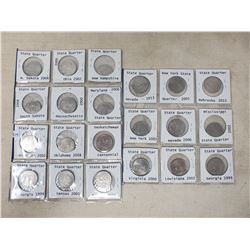 20 American 25 cent, 1 Canadian provincial 25 cent coin