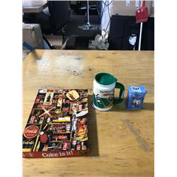 3 Coke Items, Mug, Playing cards, And A  Puzzle