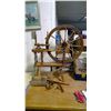 Image 1 : ANTIQUE SPINNING WHEEL WITH PARTS IN 2 CLEAR PLASTIC BAGS (NEEDS FIXING)