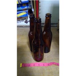 3 TALL BROWN BEER BOTTLES