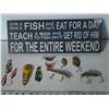 Image 4 : Wood Fishing Sign and Fishing Hooks