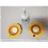Image 3 : 2 SUNFLOWER PARTYLITE TEA LIGHT HOLDERS & GLASS BELL