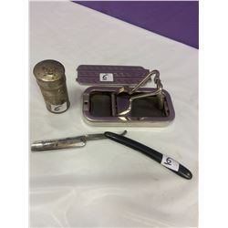 Straight Razor, Shaving Tin & Shaver Sharpener Kit