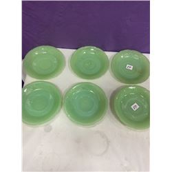 6 Jade-Ite Plates - 6" - 3 are marked Fire King