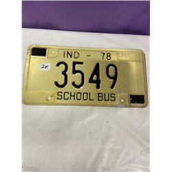 School Bus Licence Plate - Indiana