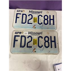 Pair Missouri Licence Plates