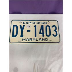 Maryland Licence Plate