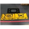 Image 1 : (2) Manitoba License Plates (1 Tractor License Plate + 1 Regular License Plate) + 1 Backing for Eith
