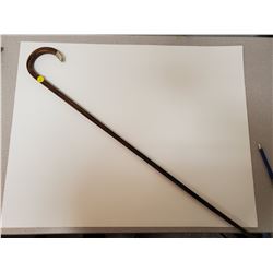 36" Hand made wooden cane with hallmarked sterling silver