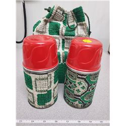 2 matching Thermos' with carrying bag, No.3 1/2 pint