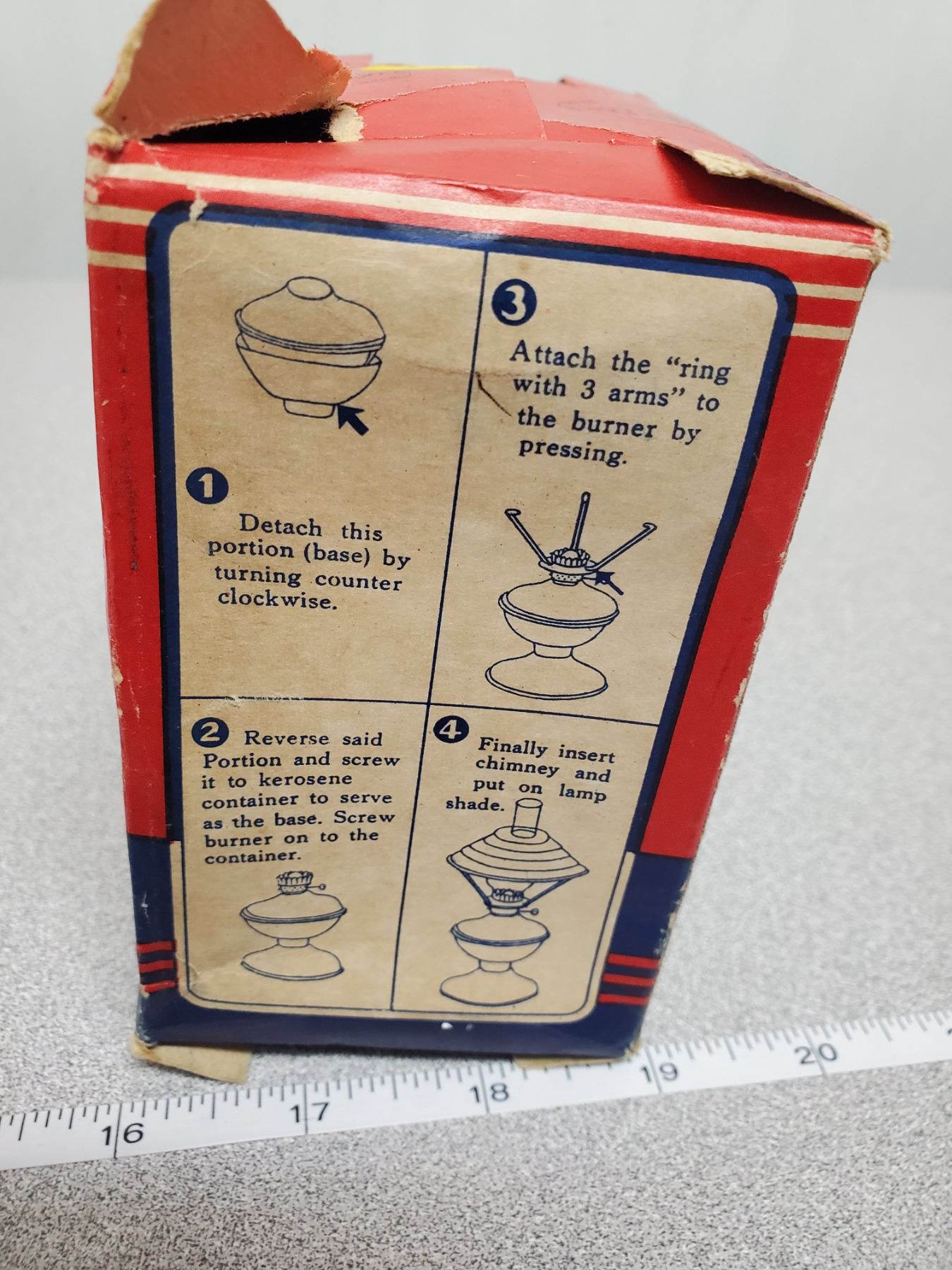 Kerosene lamp complete in original box Hong Kong vintage