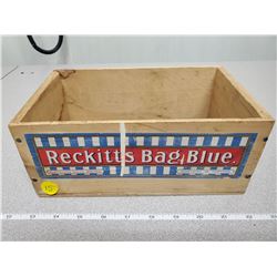 1930 'reckitts bag blue' wooden box Montreal 4" X 5.5" X 9.5"