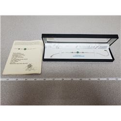 Sterling silver 5.4 x 3mm genuine .45 CT emerald & 12 cz bracelet appraised $700(appraisal included)