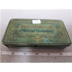 3" x 5.5" original tin box for 1 doz. Main springs Hamilton watches
