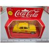Image 1 : 1950 Chevrolet sedan die cast car with coca-cola sign yellow 1990